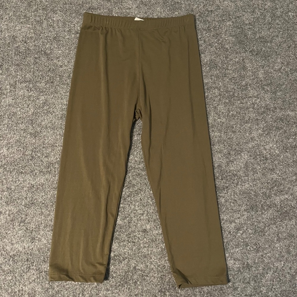 Olive Green Cropped Leggings Medium Stretch Athletic Yoga Pants Capris